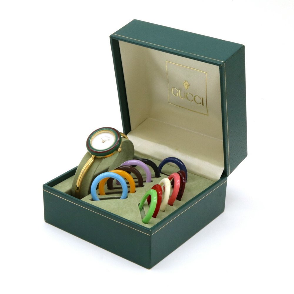 GUCCI Gucci Change Bezel White Dial GP Ladies Quartz Watch 11/12.2 - Picture 10 of 10